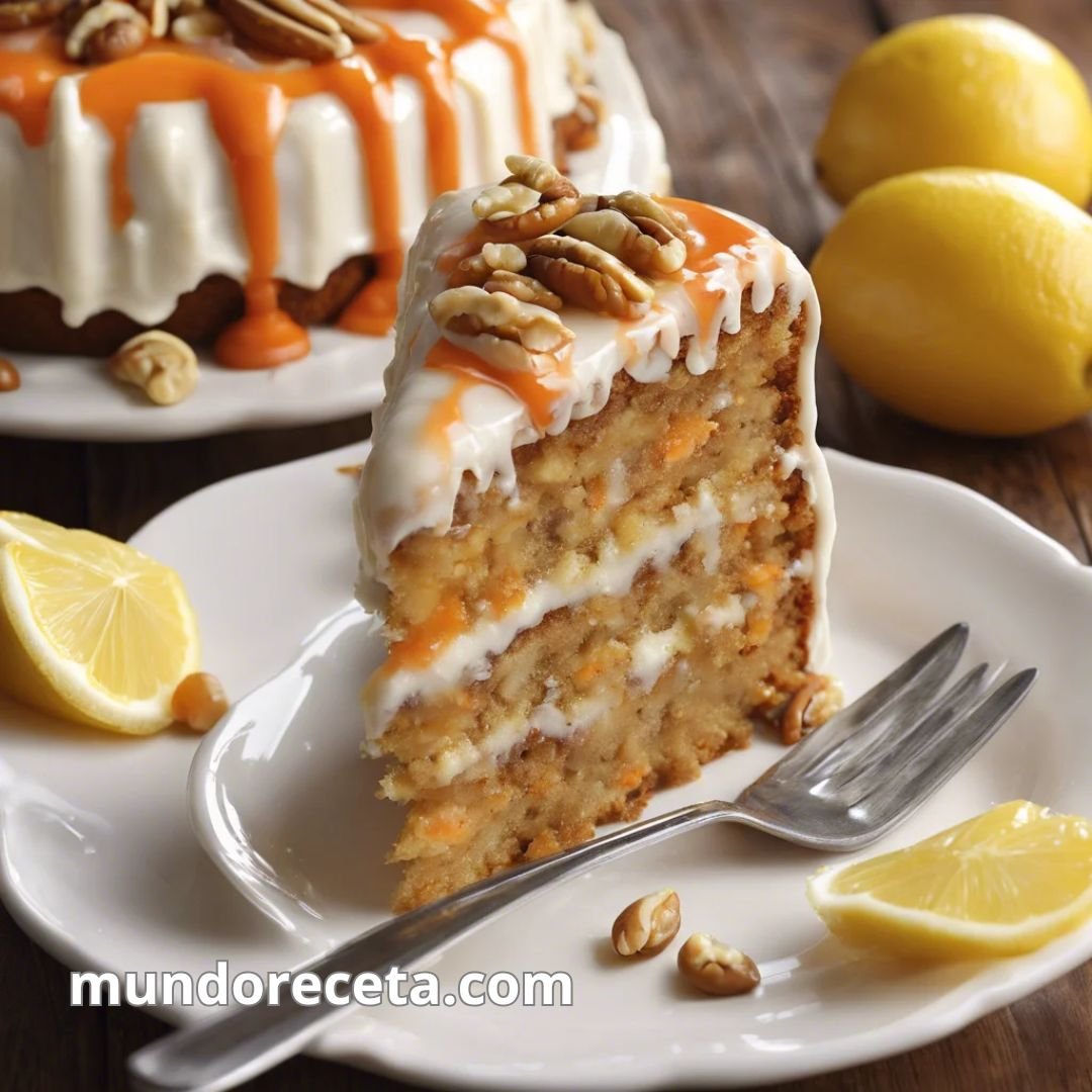 Bizcocho de zanahoria con nueces y glaseado de limón