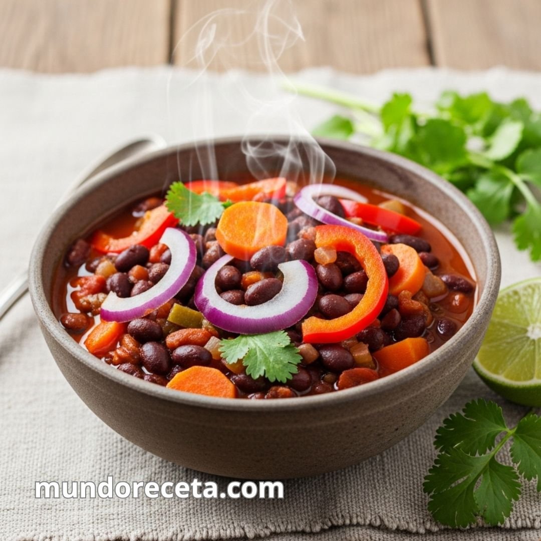 Chili vegano con frijoles y verduras