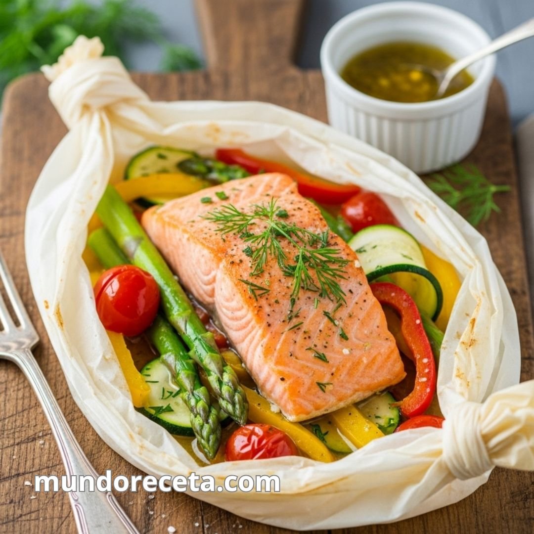 Salmón al papillote con verduras