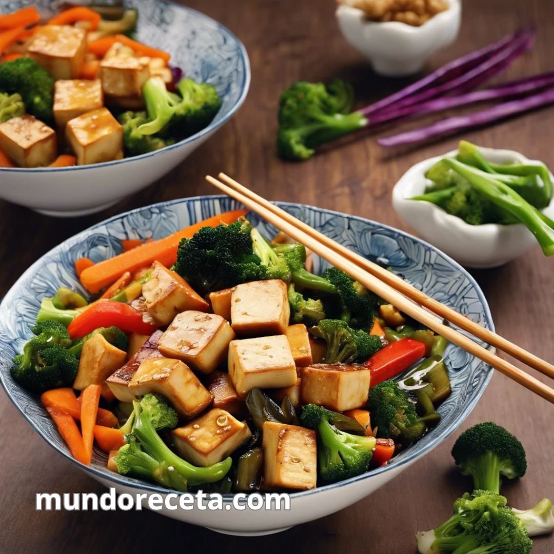 Tofu salteado con verduras al estilo asiático