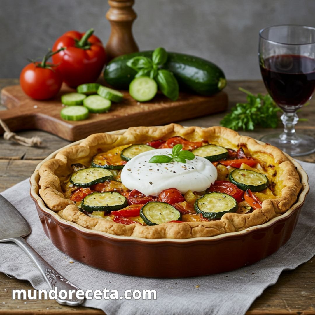 Pastel de verduras con queso de cabra