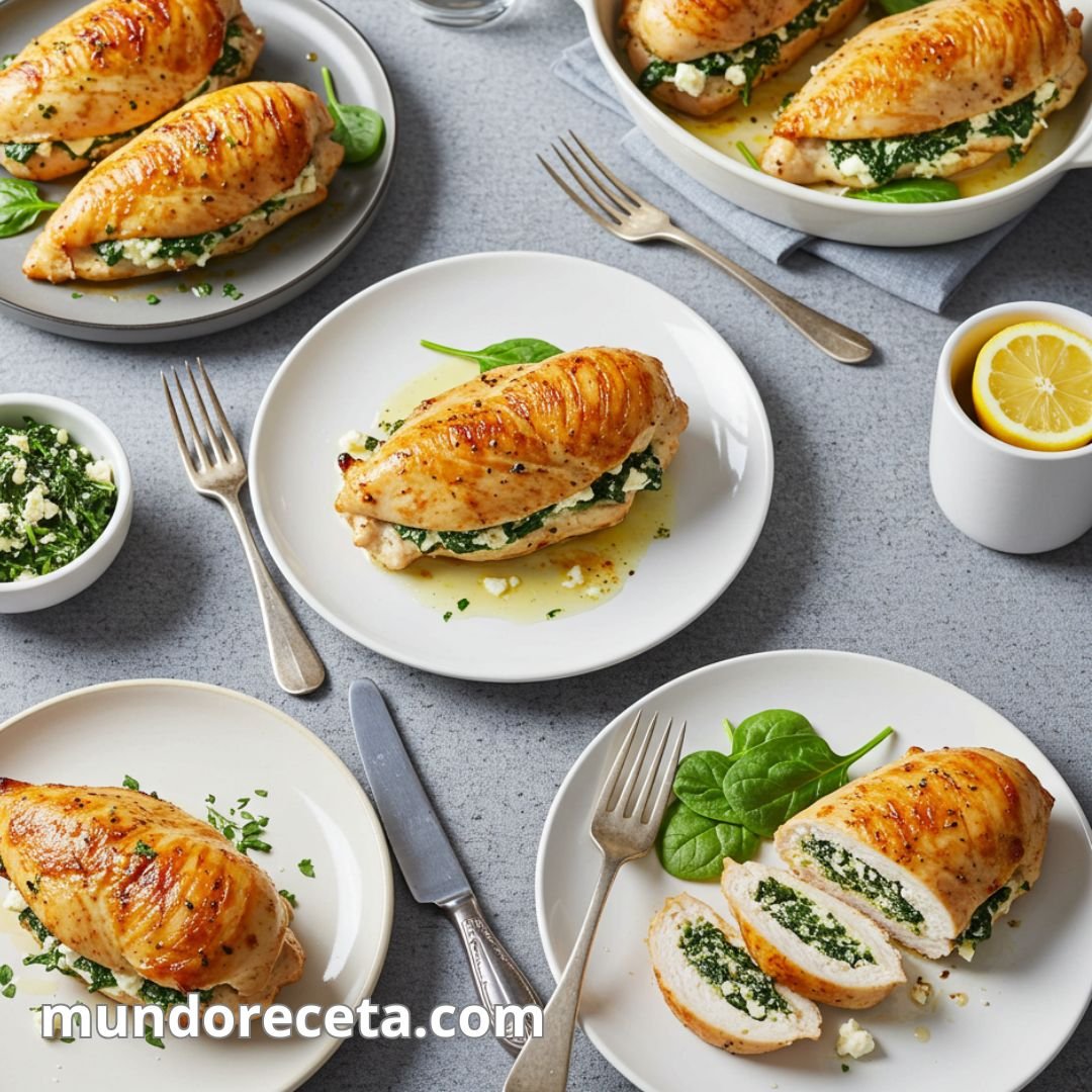 pechuga de pollo rellena espinacas y feta