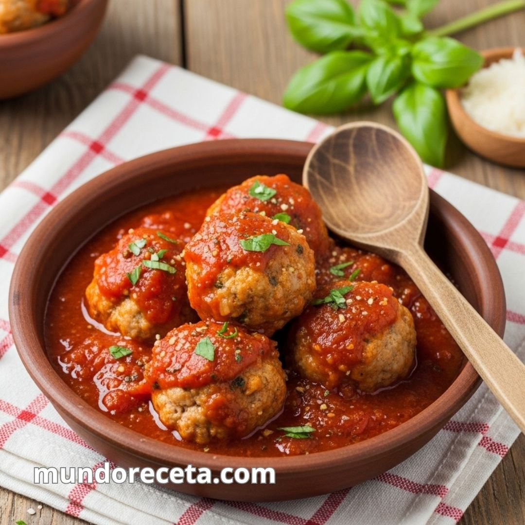 Albóndigas de pollo en salsa de tomate casera
