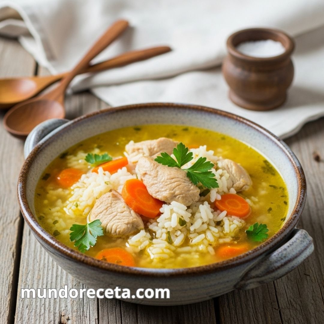 Arroz caldoso con pollo y verduras