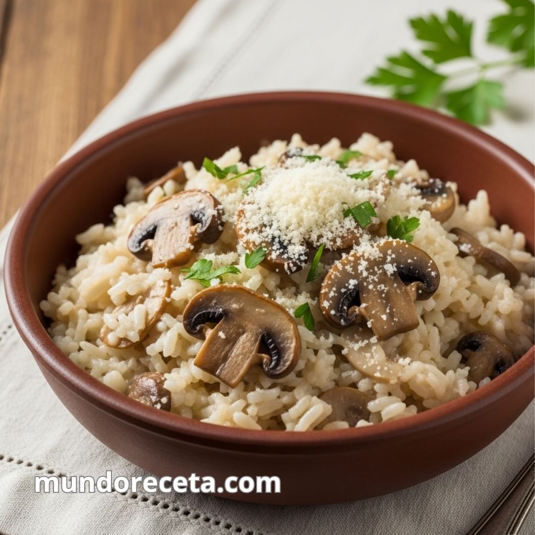 Arroz cremoso con champiñones y parmesano