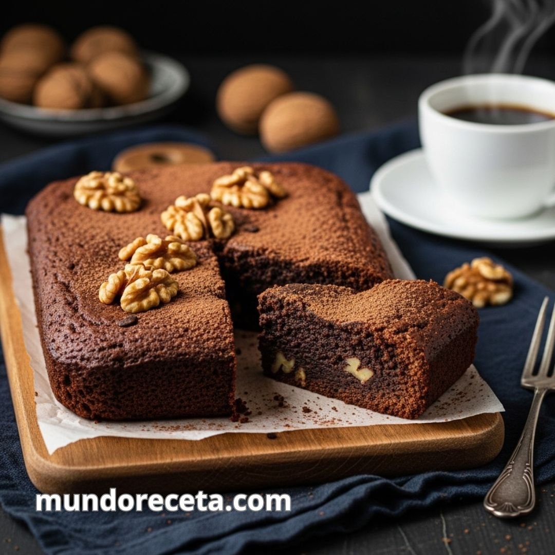 Brownie de chocolate y café con nueces