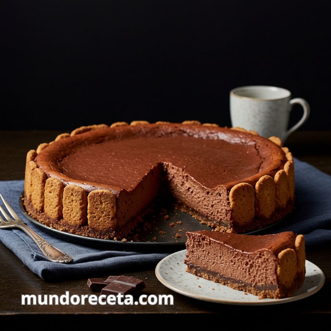 Cheesecake de chocolate sin horno con base de galletas