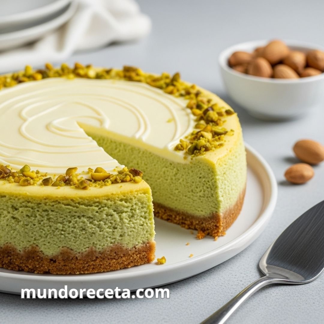Cheesecake de pistacho y chocolate blanco