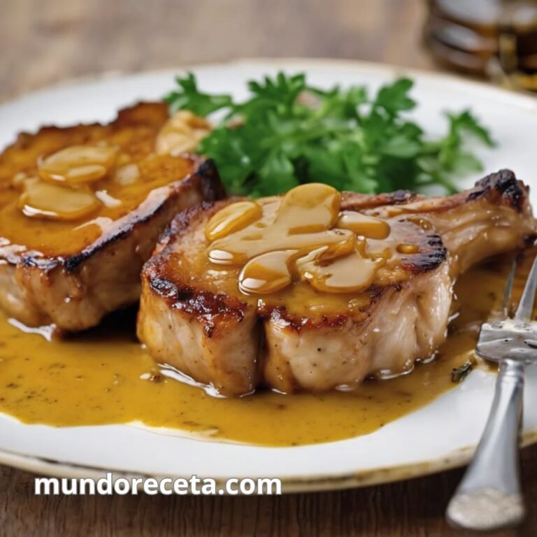 Chuletas de cerdo en salsa de mostaza y miel
