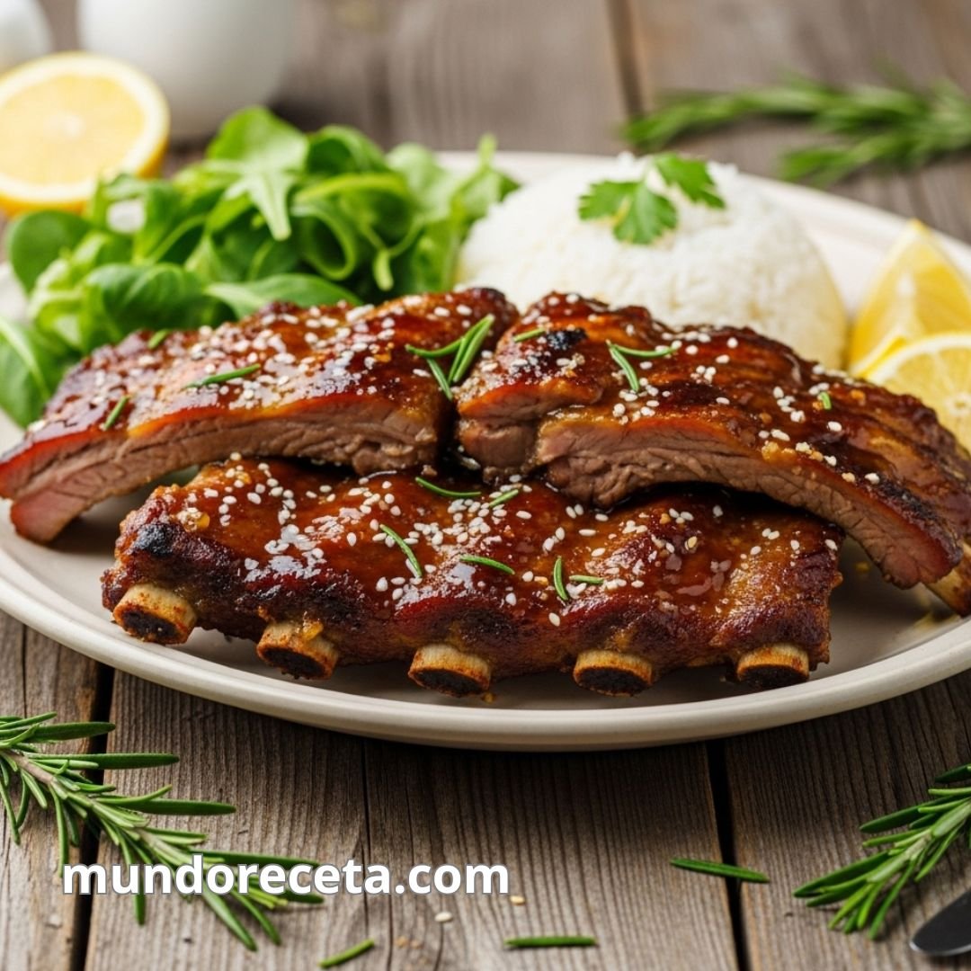Costillas al horno con salsa de miel y soja