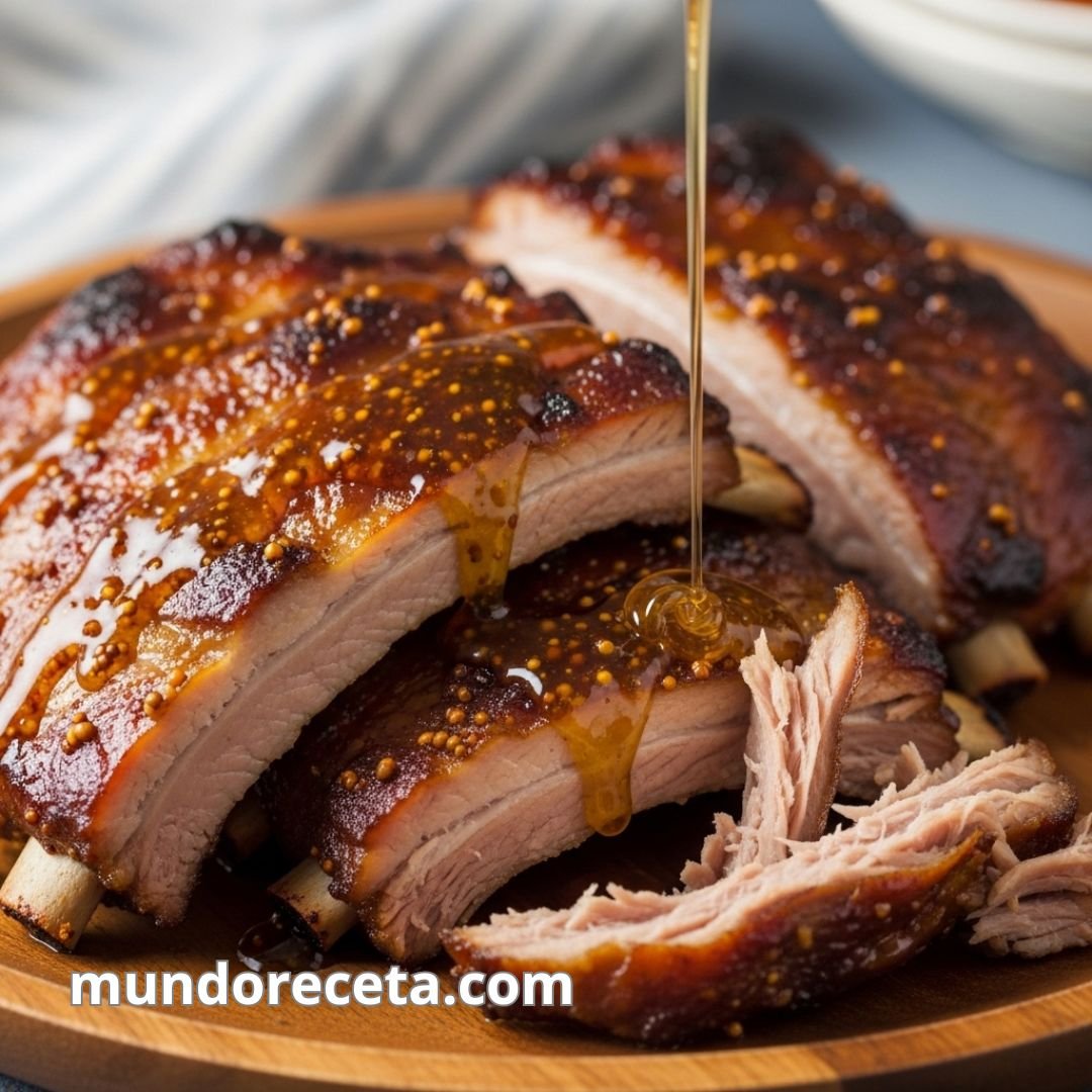 Costillas de cerdo al horno con miel y mostaza