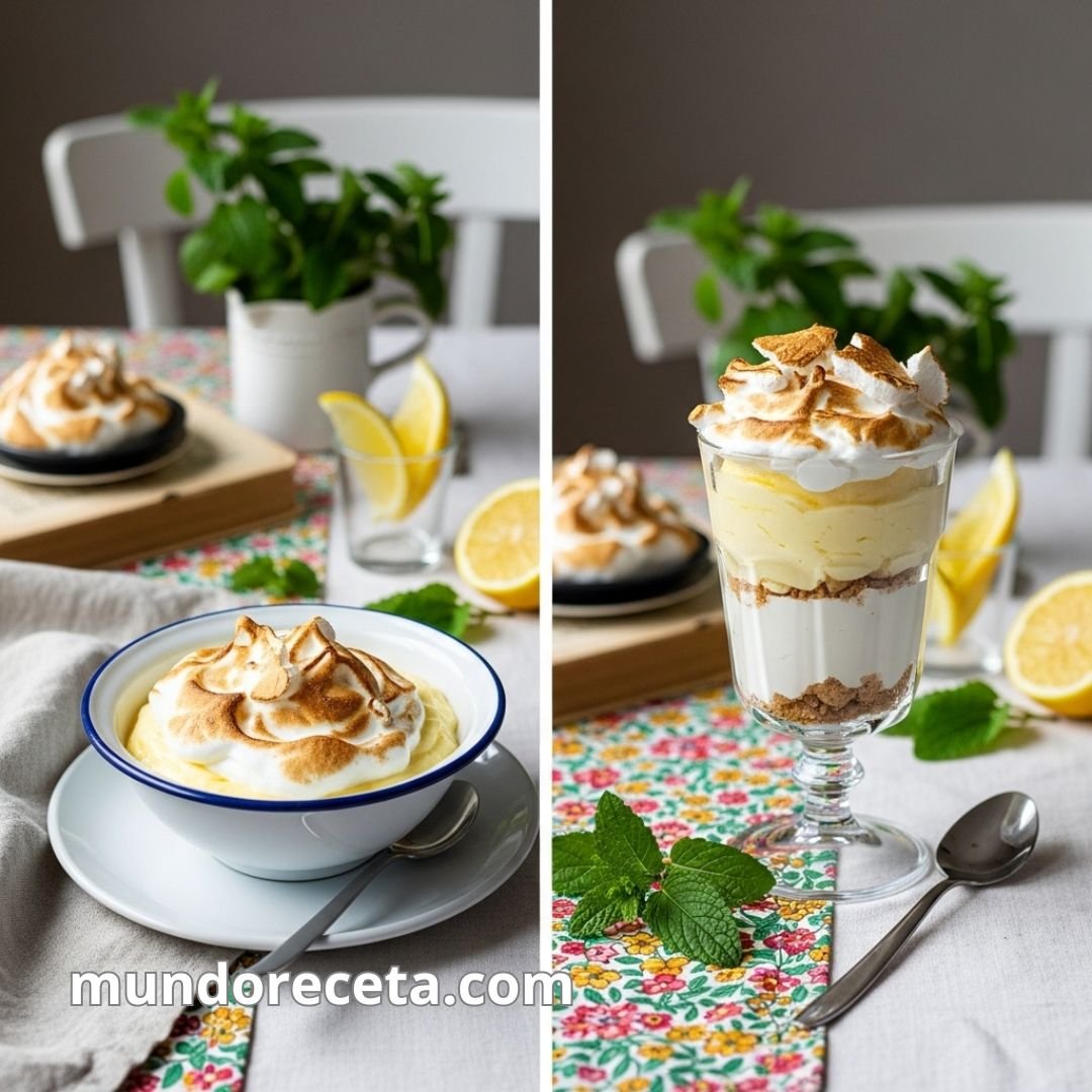 Mousse de limón y yogur con merengue crujiente