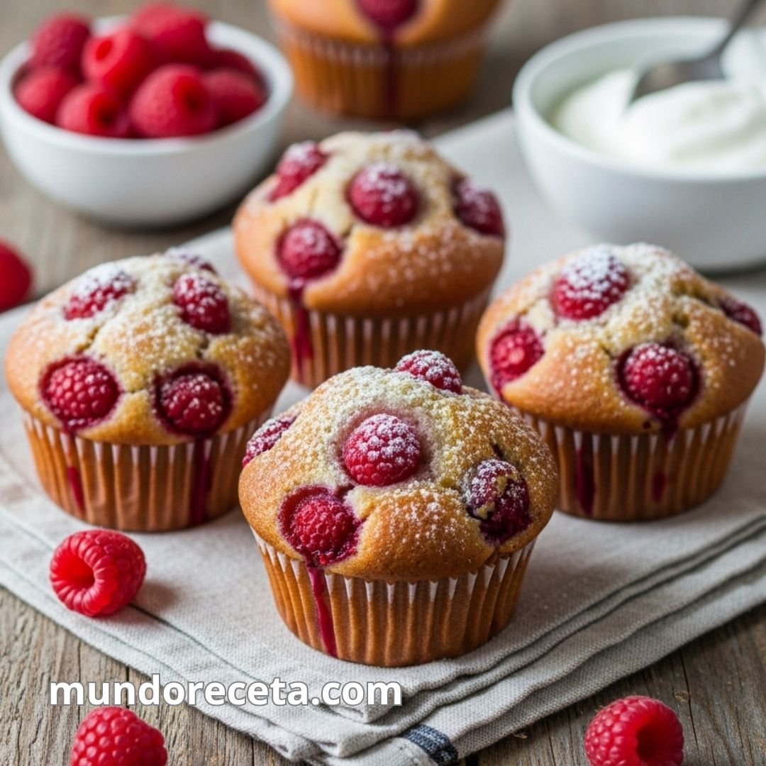 Muffins de frambuesa y yogur griego