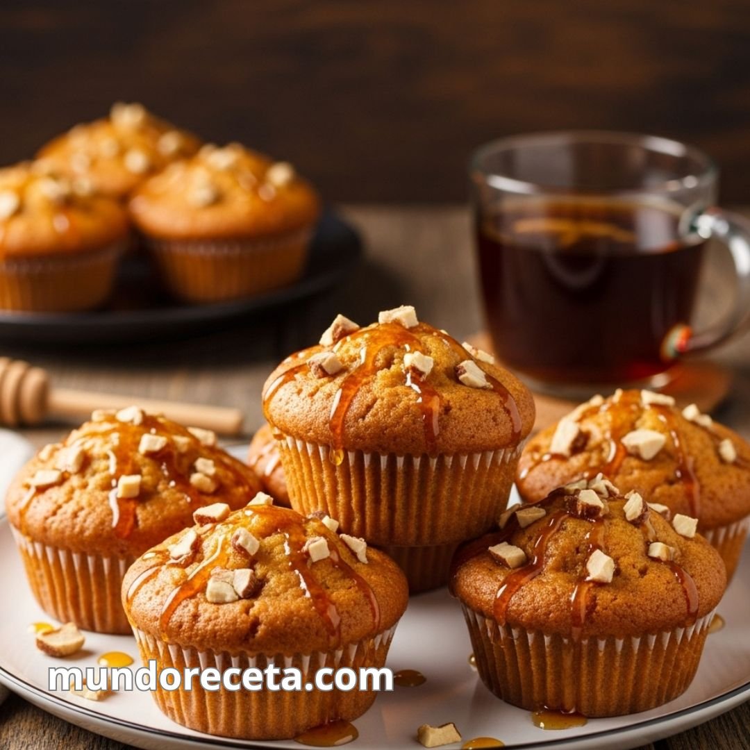 Muffins de miel y canela con trozos de nueces