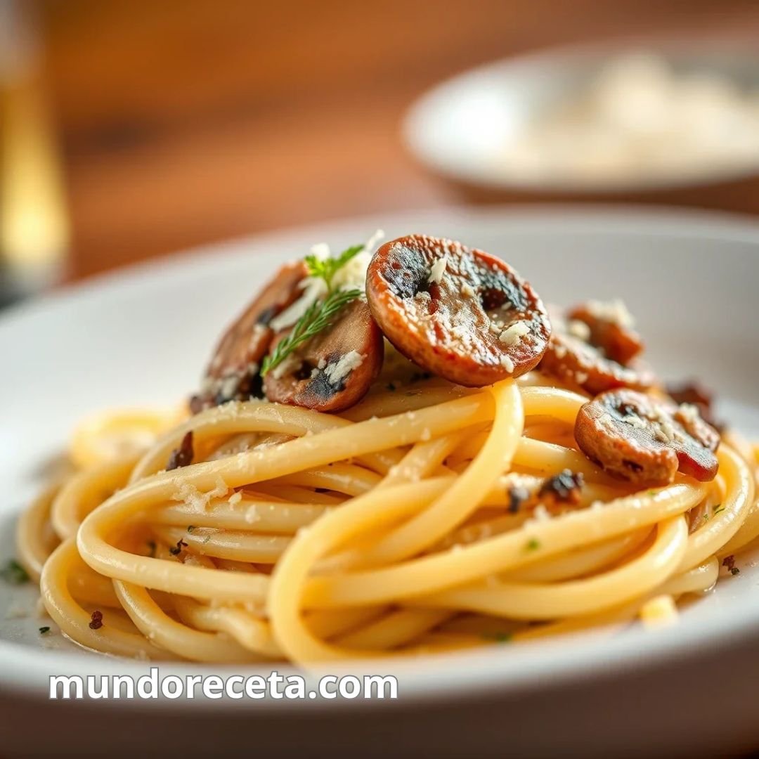 Pasta con salsa de setas y parmesano