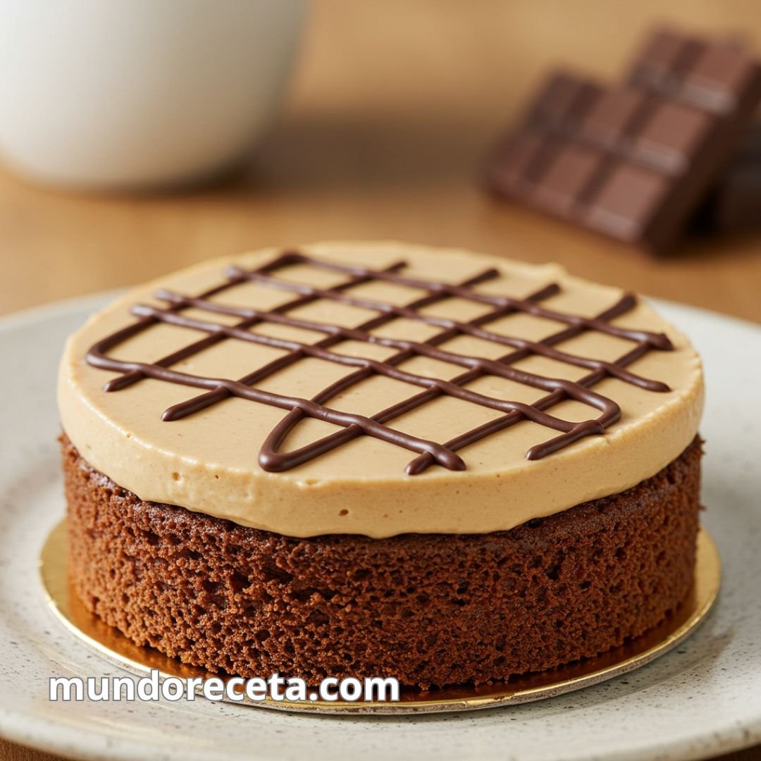 Pastel de chocolate y café con crema de avellanas