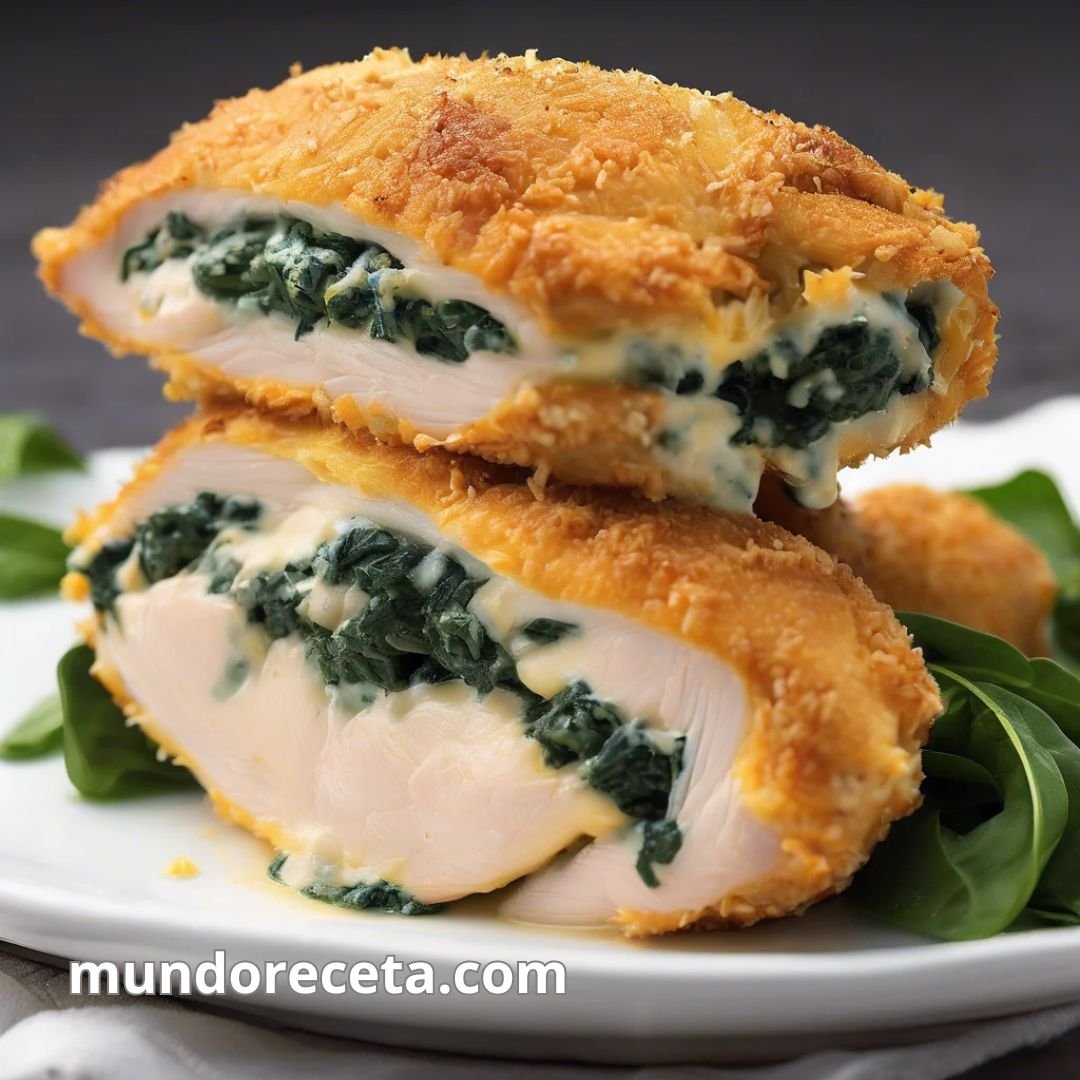 Pechuga de pollo rellena de espinacas y queso
