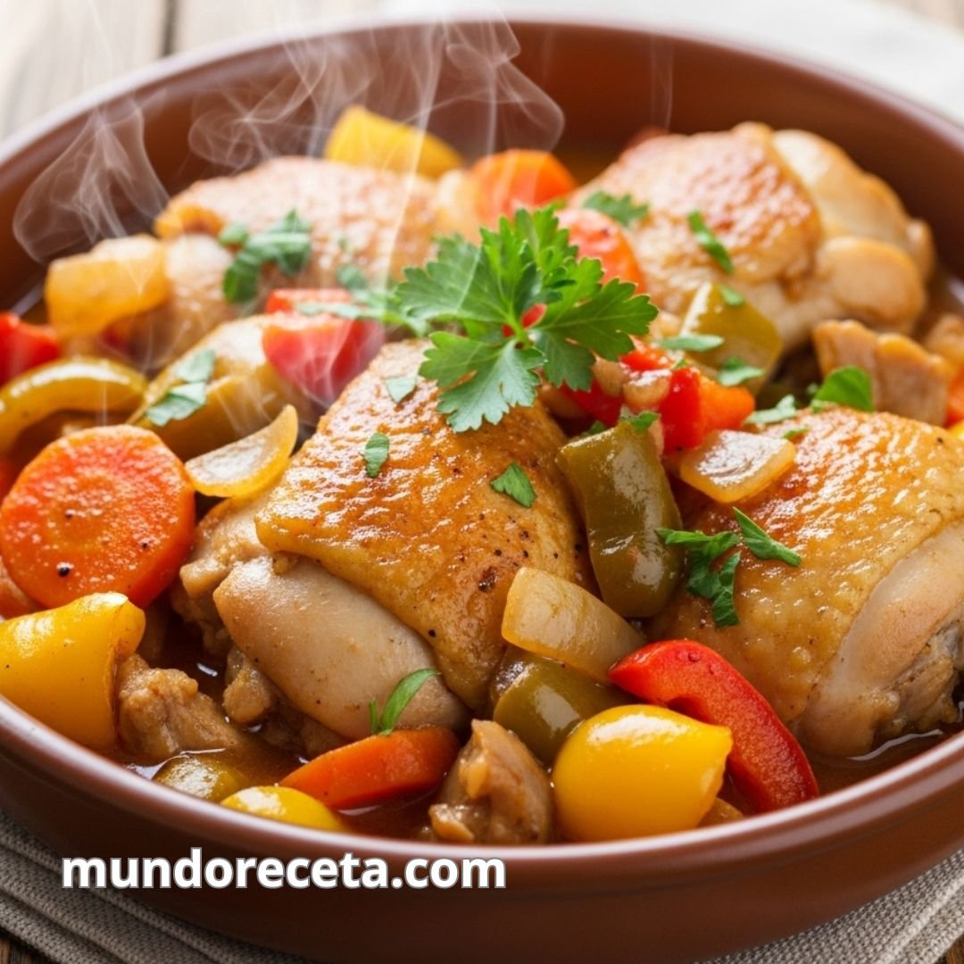 Pollo guisado con verduras y especias