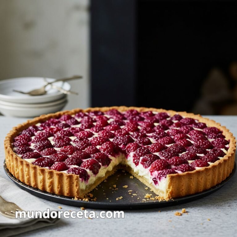 Tarta de frambuesas con crema de queso