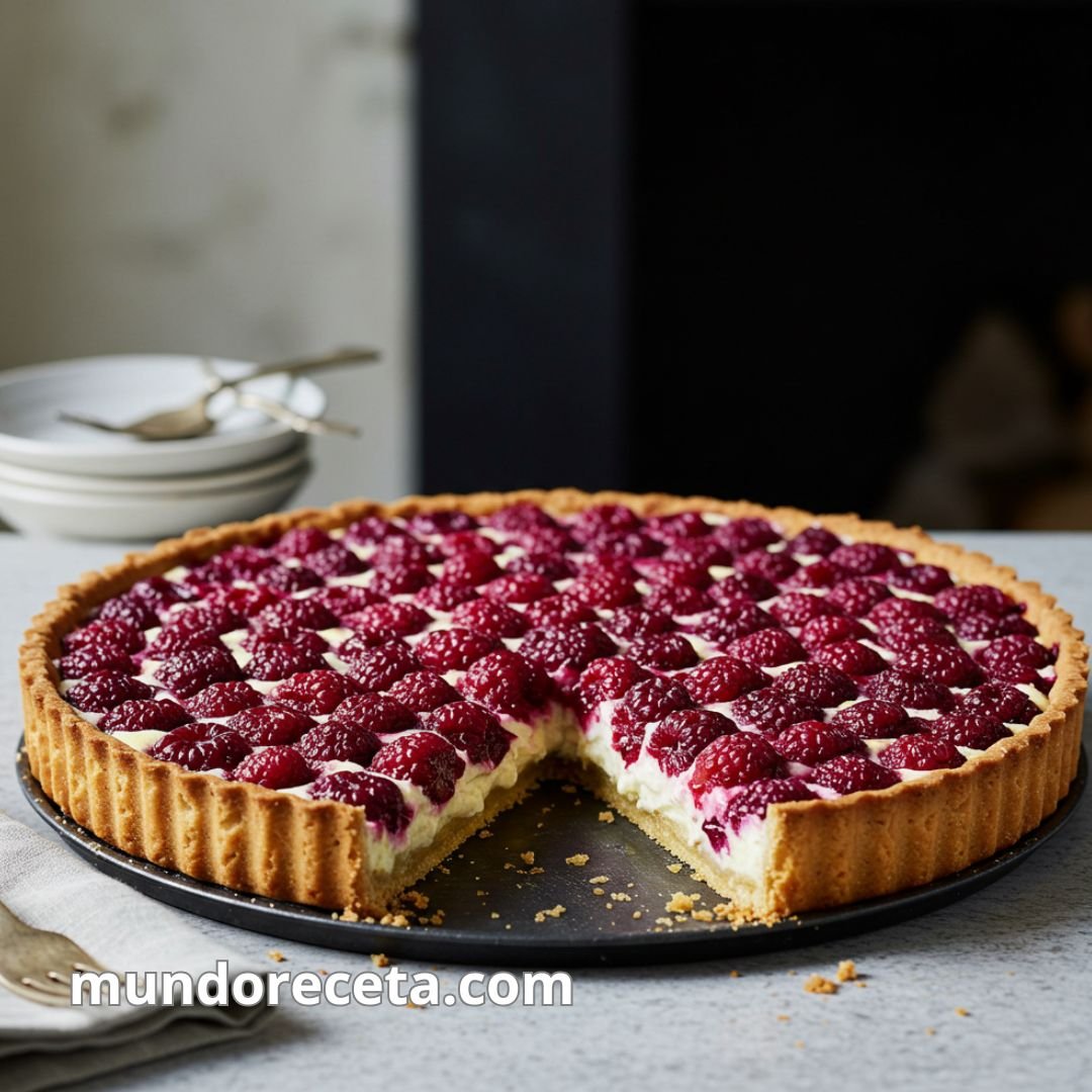 Tarta de frambuesas con crema de queso