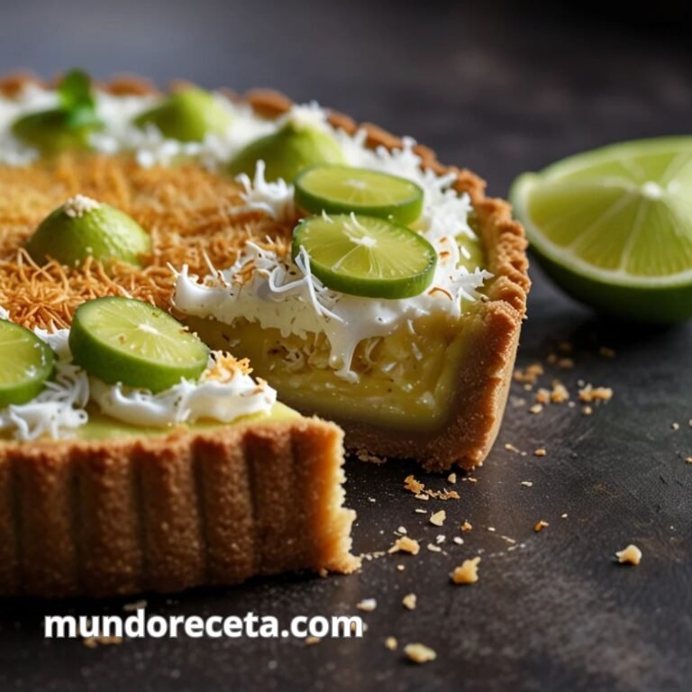 Tarta de lima y coco con base de galletas