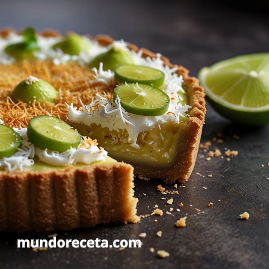 Tarta de lima y coco con base de galletas