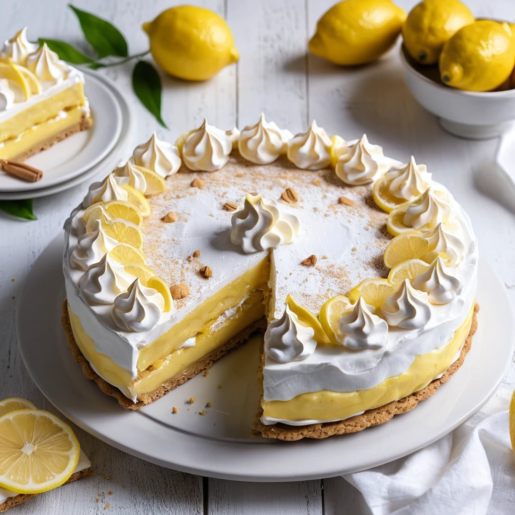 Tarta de limón merengue con base de galleta