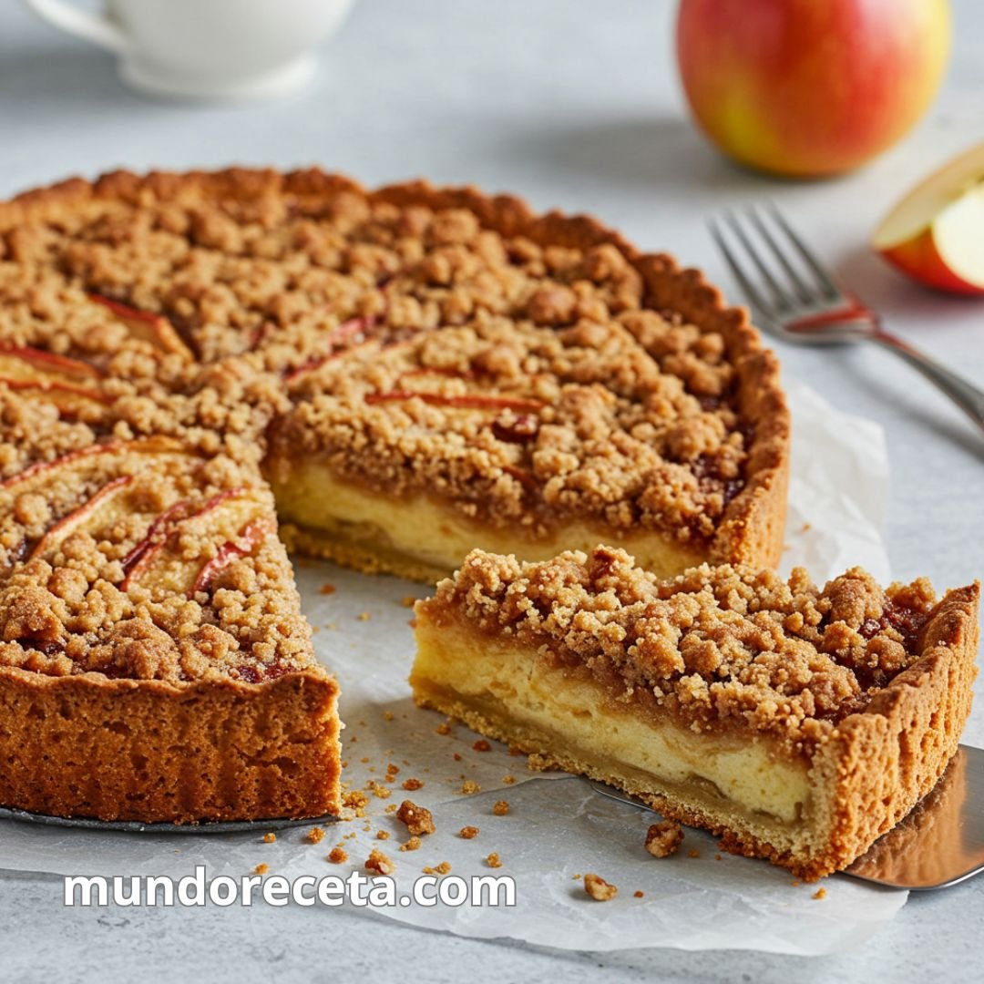 Tarta de manzana con crumble de nueces