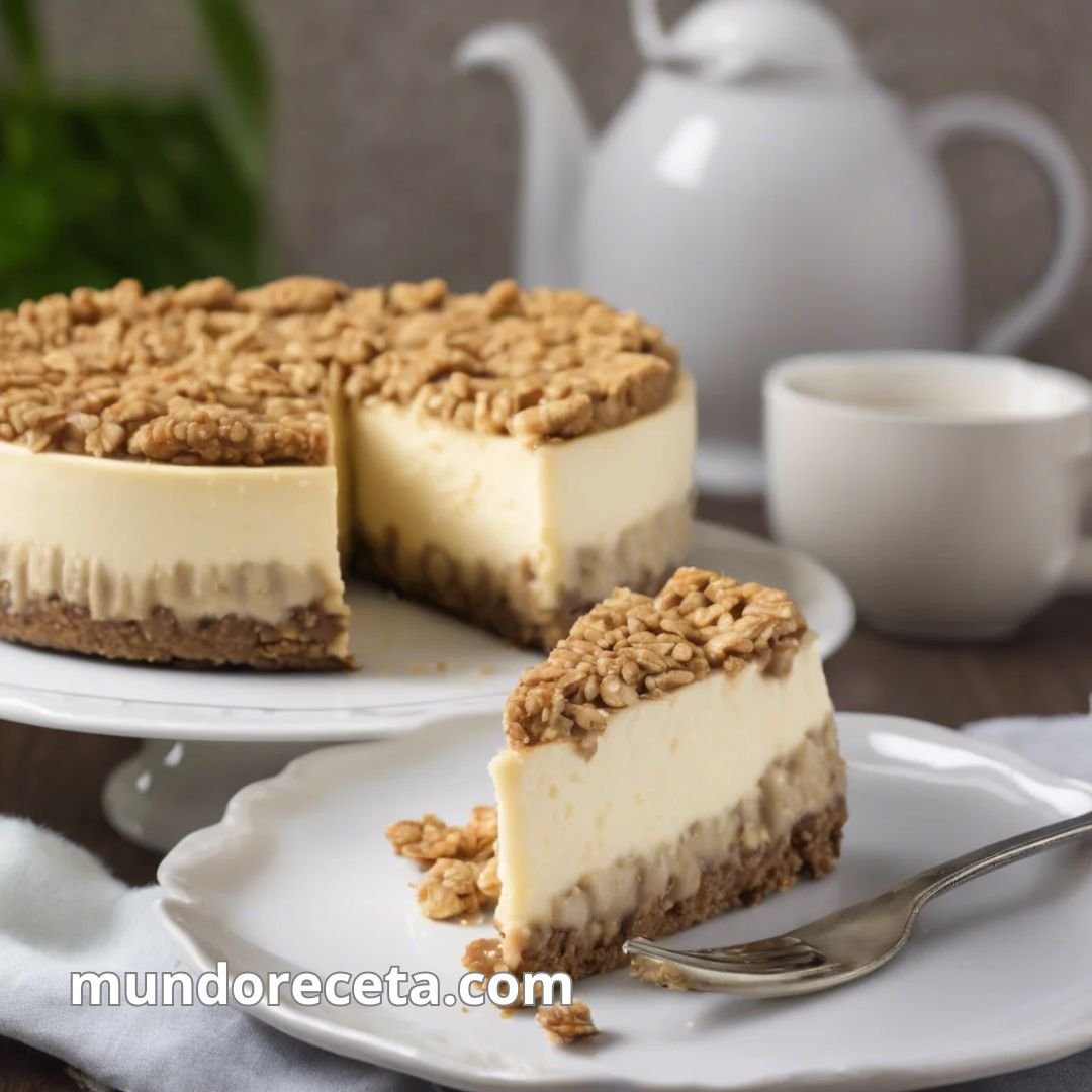 Tarta de queso vegana con base de galletas de avena