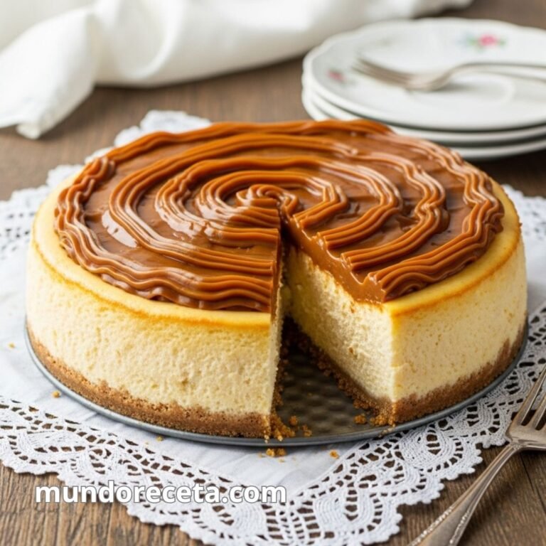 Tarta de queso y dulce de leche con base de galleta