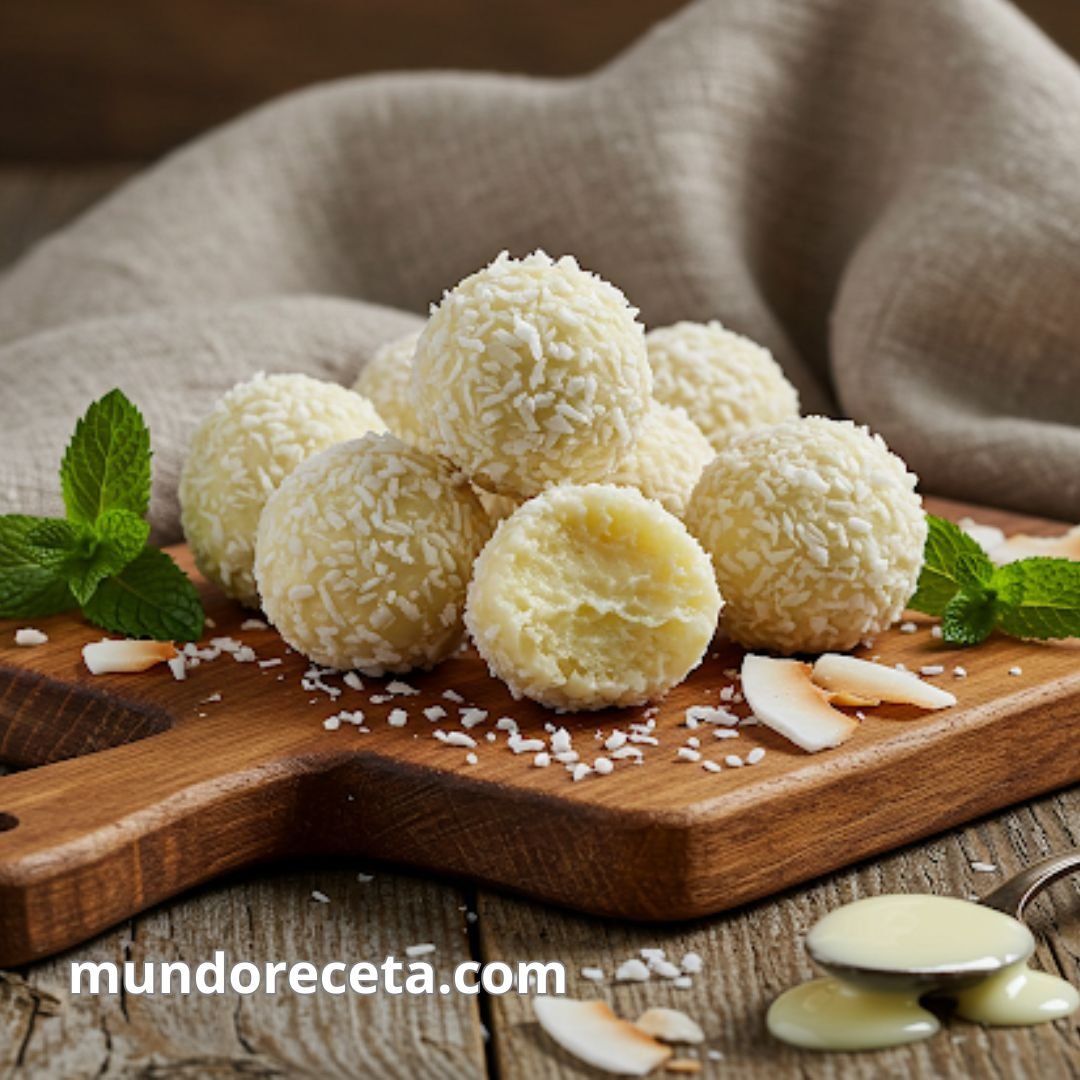 Trufas de coco y chocolate blanco