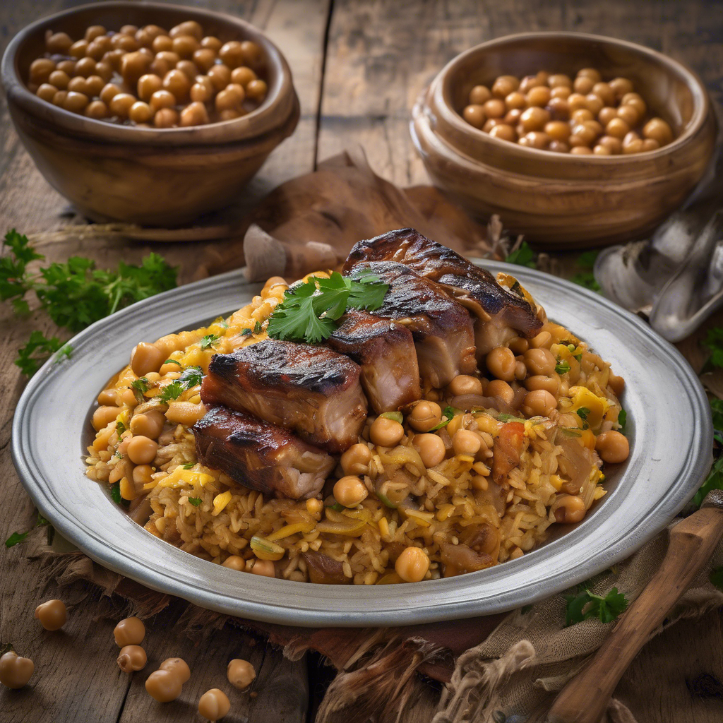 Arroz al horno con costillas y garbanzos