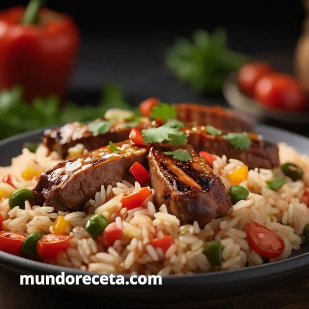 Arroz con costillas y pimientos al estilo casero