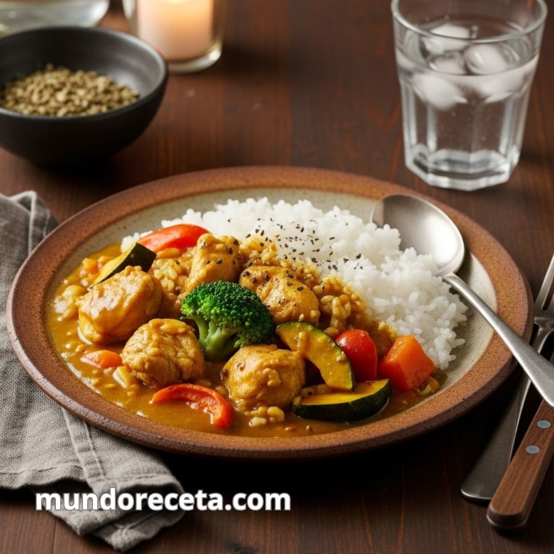 Arroz con pollo y verduras al curry