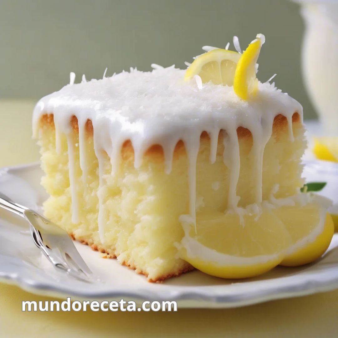 Bizcocho de vainilla y coco con glaseado de limón