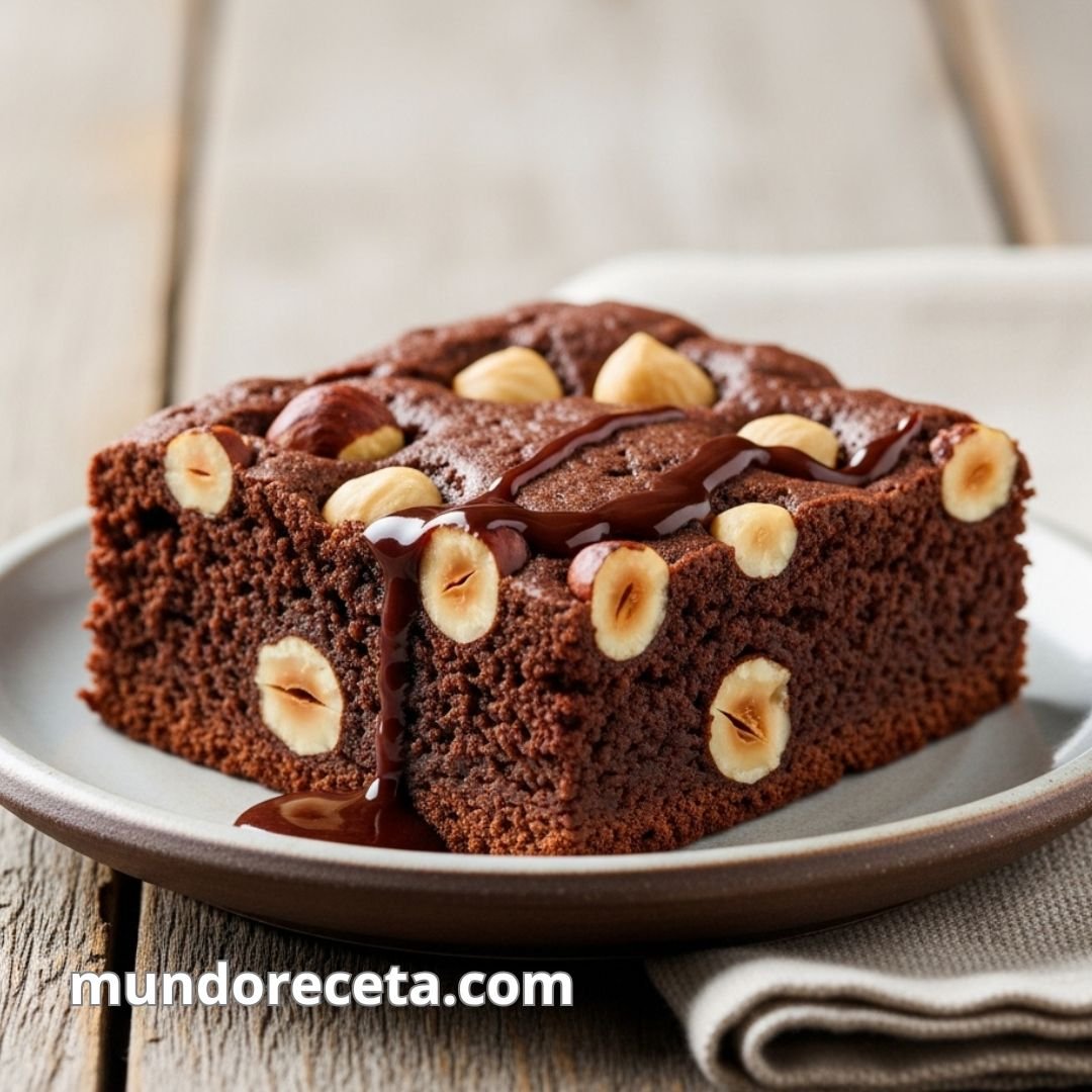 Brownie de almendras y cacao con trozos de avellana