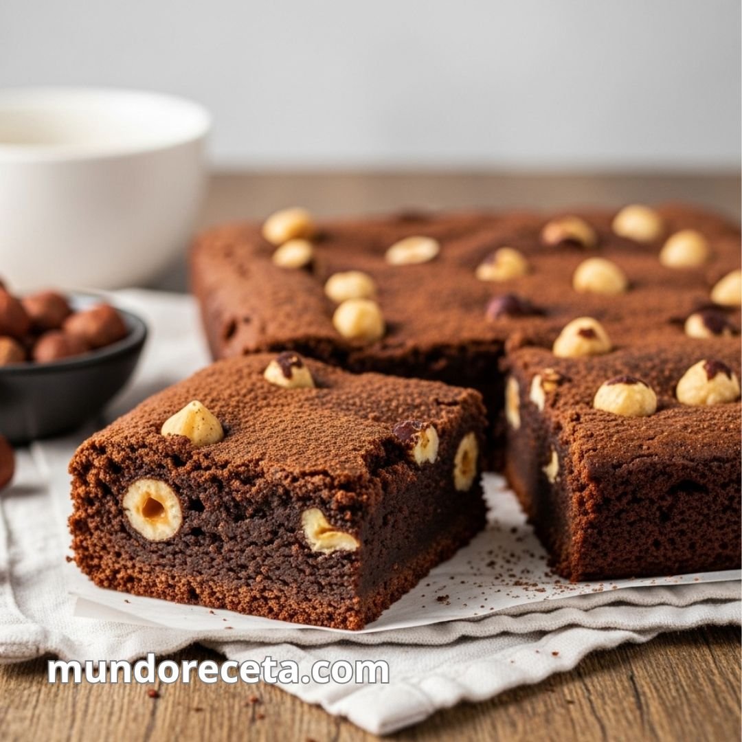 Brownie de chocolate y avellanas con textura cremosa