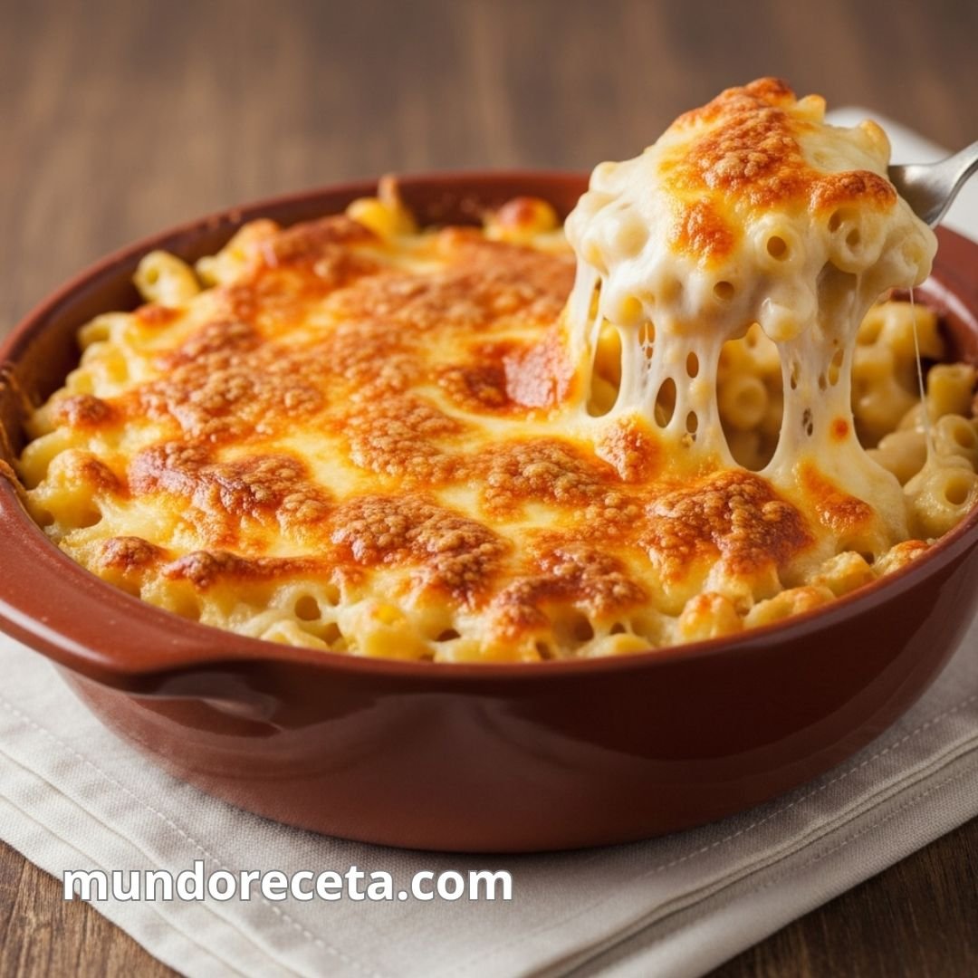 Macarrones gratinados con queso y bechamel