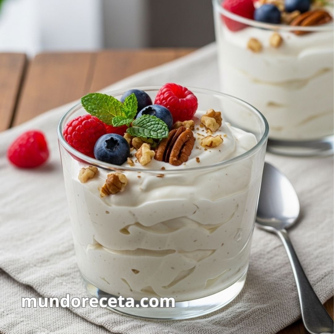Mousse de yogur y frutos secos con textura ligera