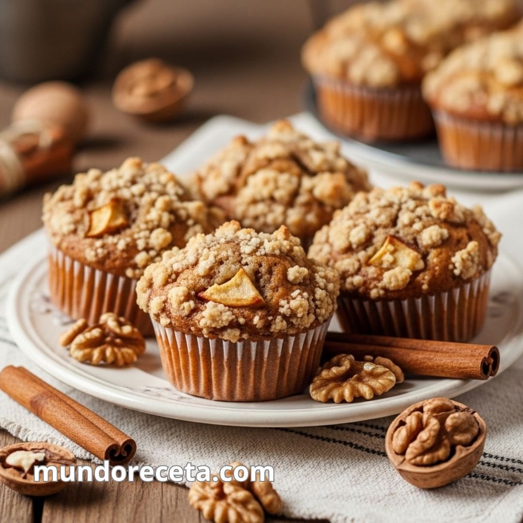 Muffins de manzana y canela con crumble de nueces