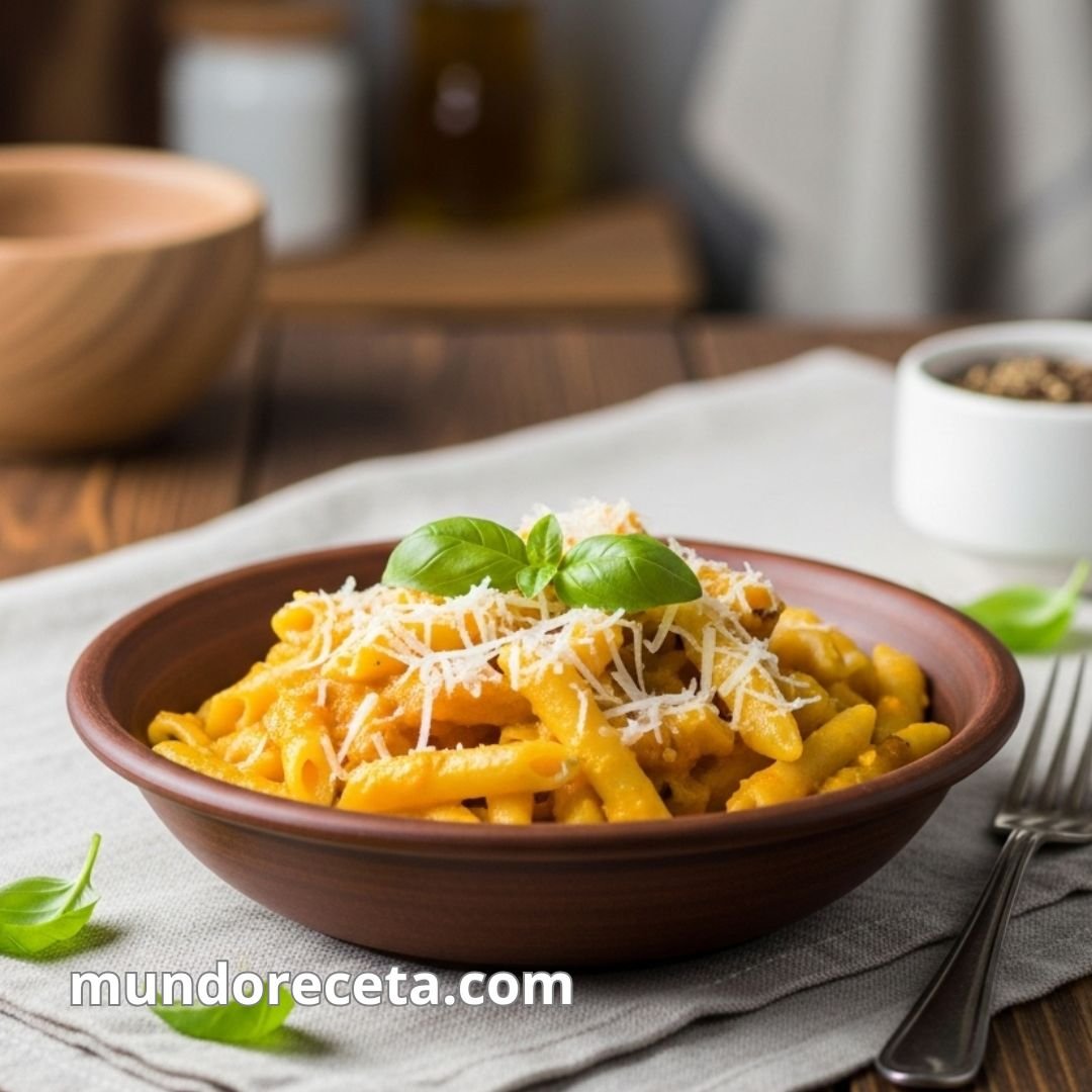 Pasta con salsa de calabaza y queso parmesano