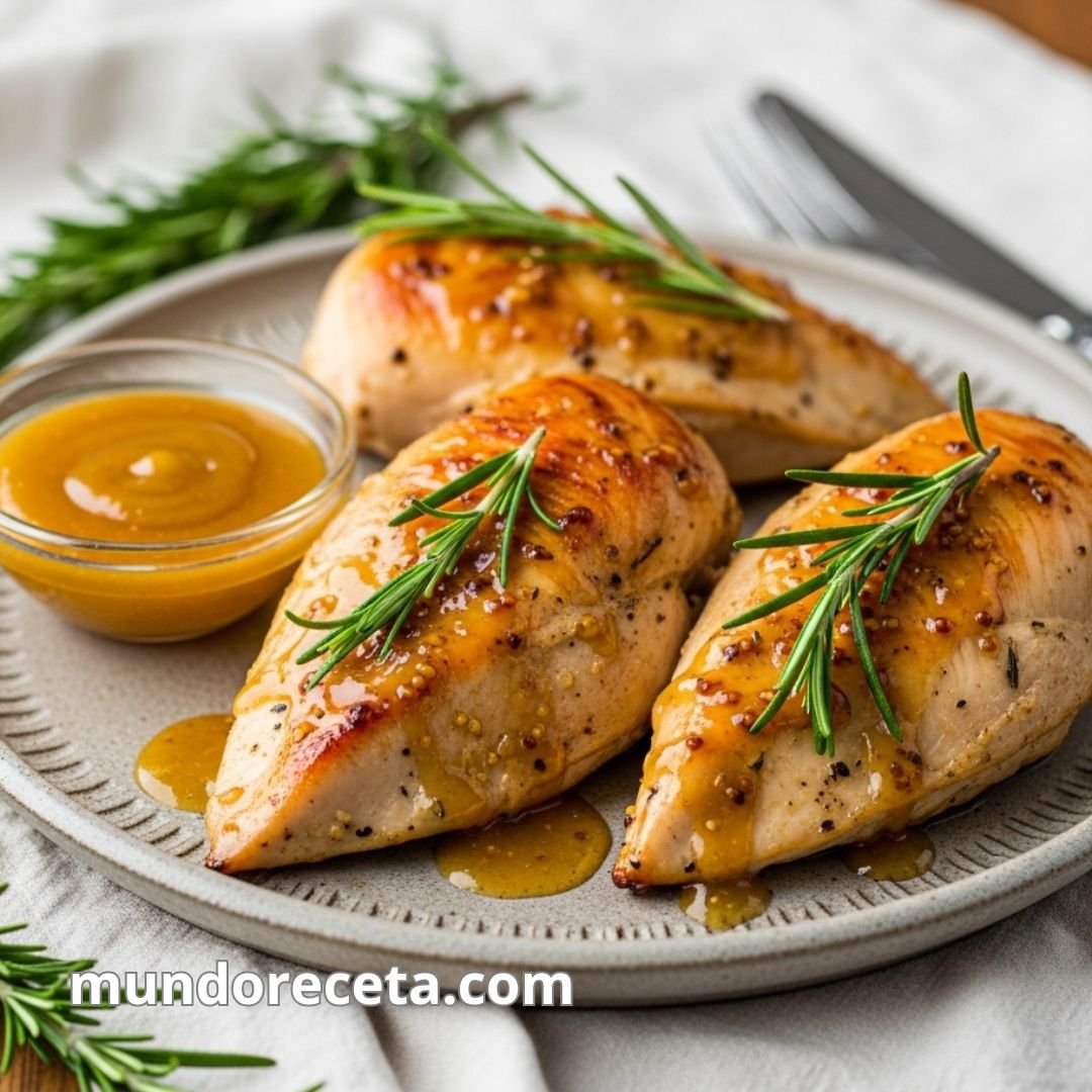 Pollo a la mostaza con miel y romero al horno