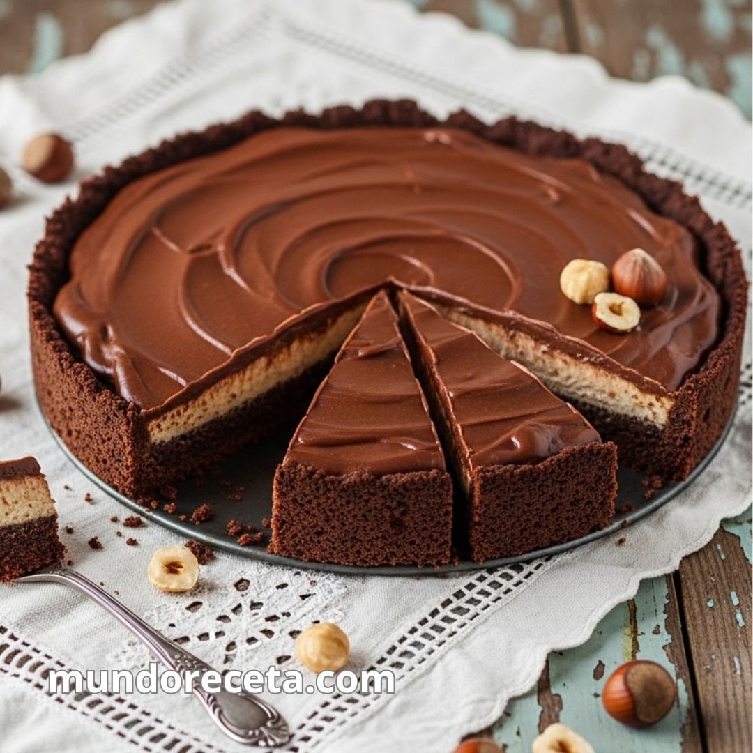 Tarta de cacao y crema de avellanas