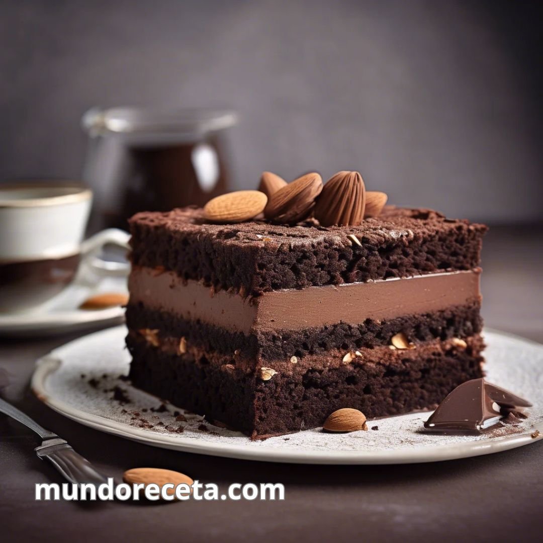 Tarta de chocolate y almendras con base de galleta