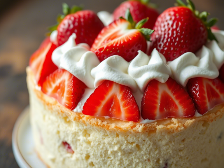 Tarta de fresas y nata con bizcocho esponjoso