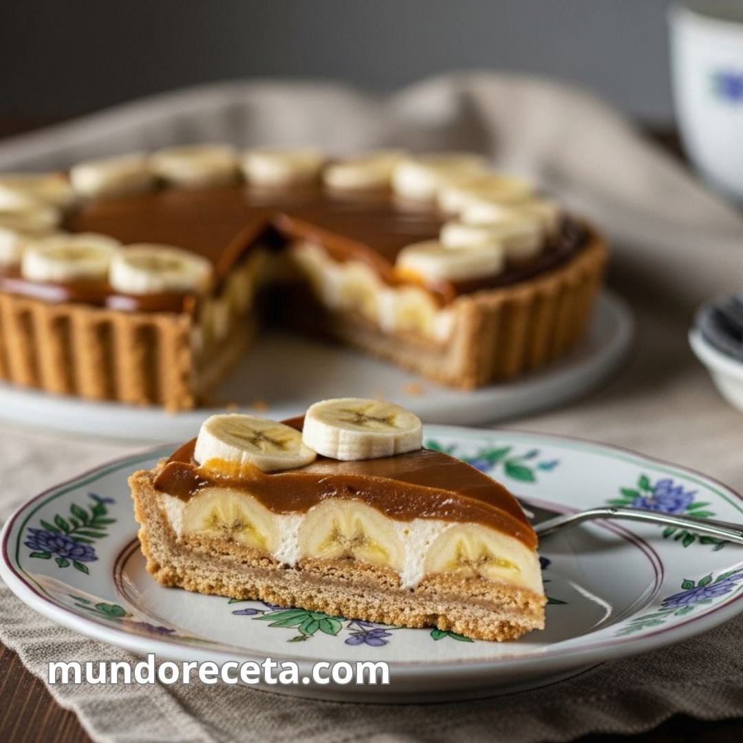 Tarta de plátano y dulce de leche con base de galleta