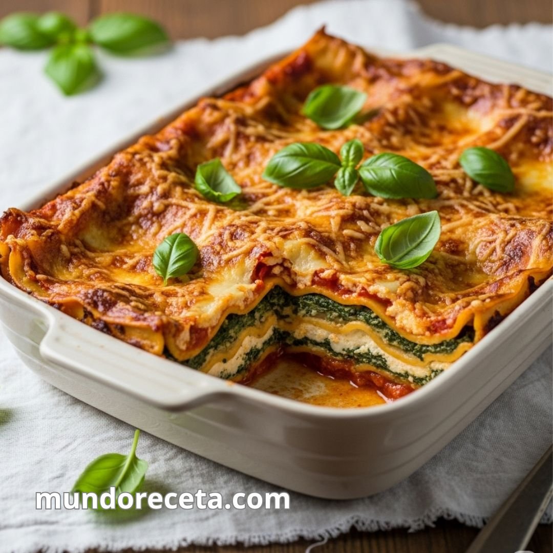 Lasaña vegetariana con espinacas y ricotta