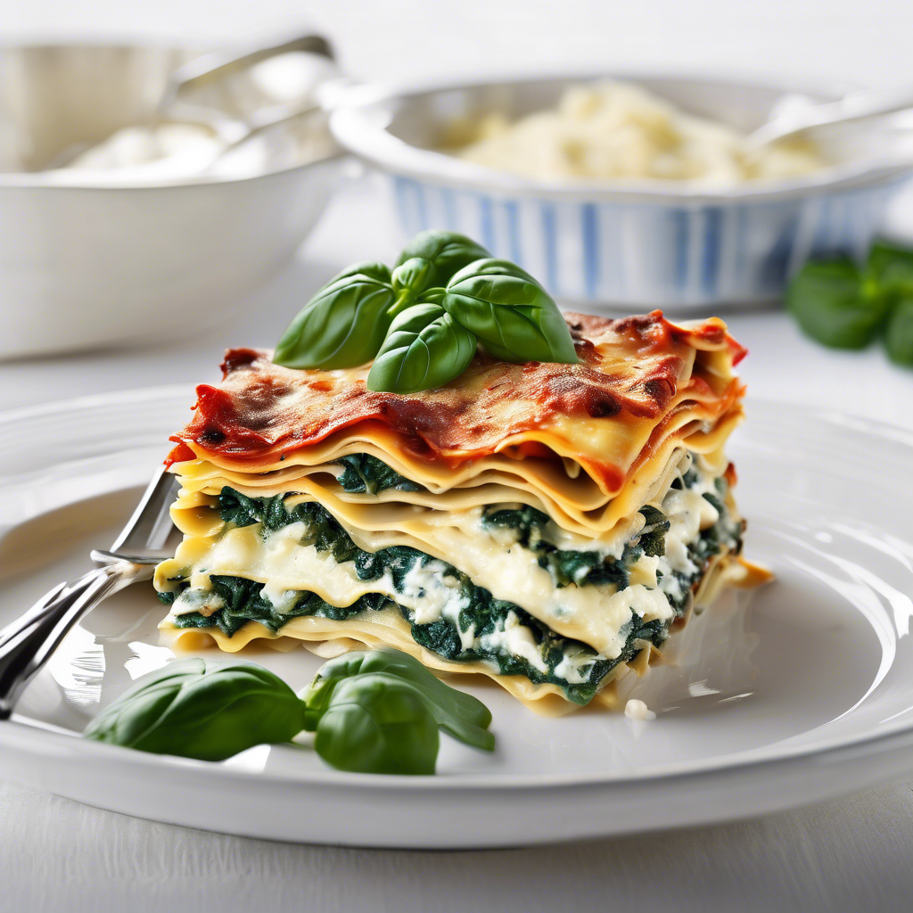 Lasaña vegetariana con espinacas y ricotta