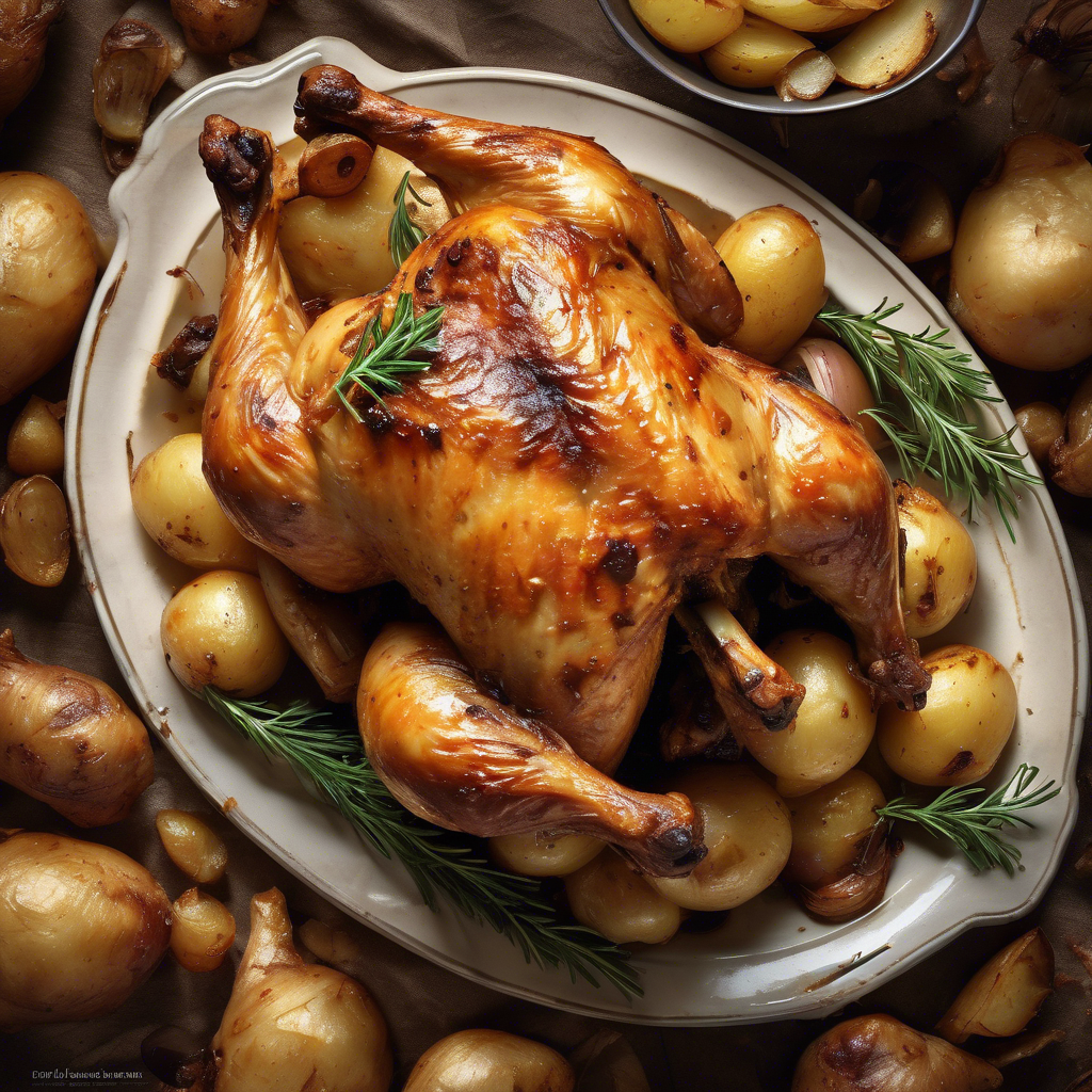 Pollo al horno con patatas y cebolla