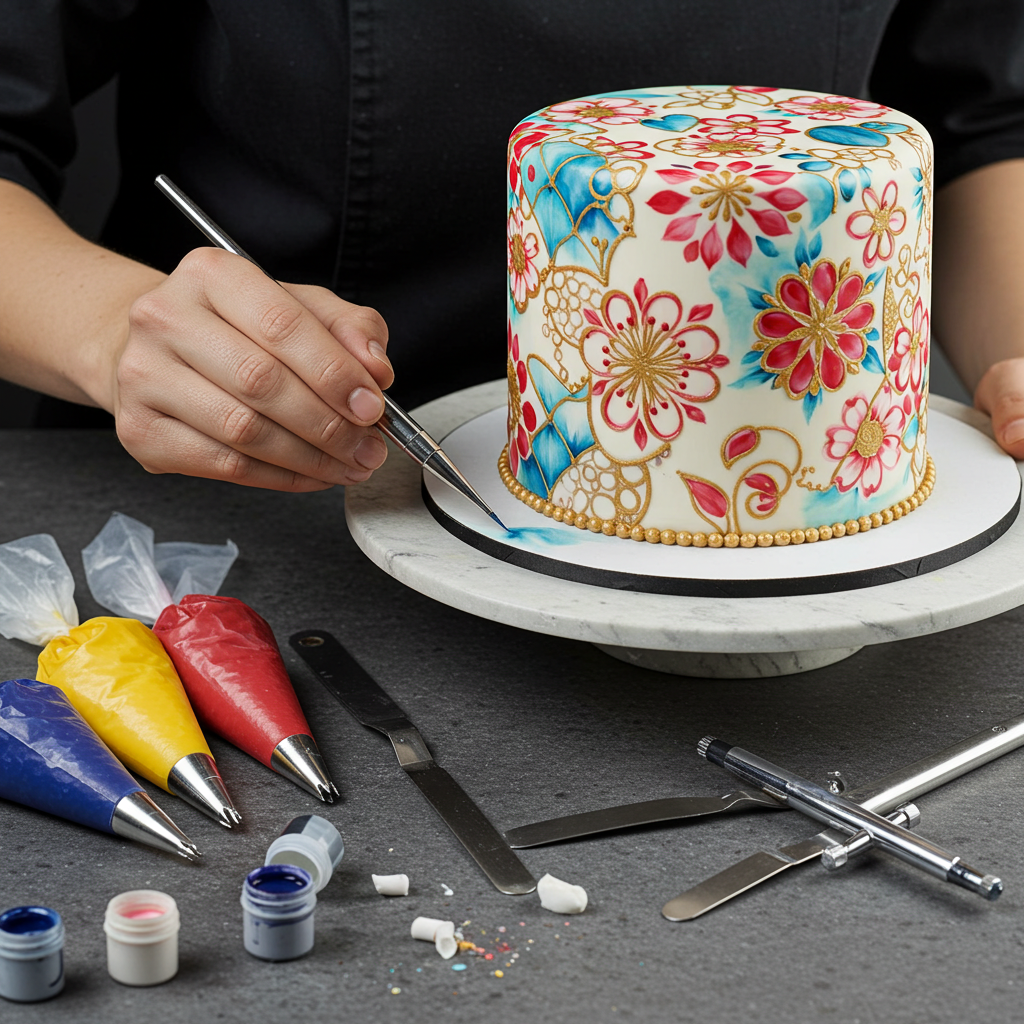 Técnicas de pintura y aerografía en decoración de pasteles